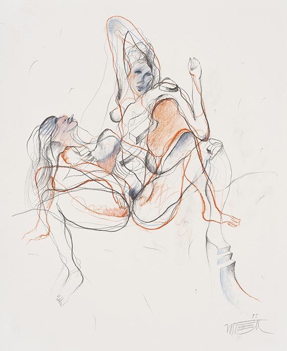 Vostell, Wolf - Buntstiftzeichnung