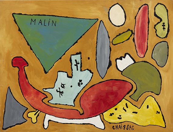 Chaissac, Gaston - Öl auf Hartfaserplatte