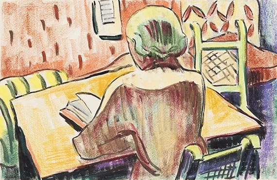 Schmidt-Rottluff, Karl - Farbige Kreidezeichnung