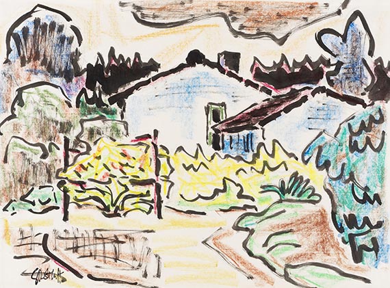 Schmidt-Rottluff, Karl - Farbige Kreidezeichnung